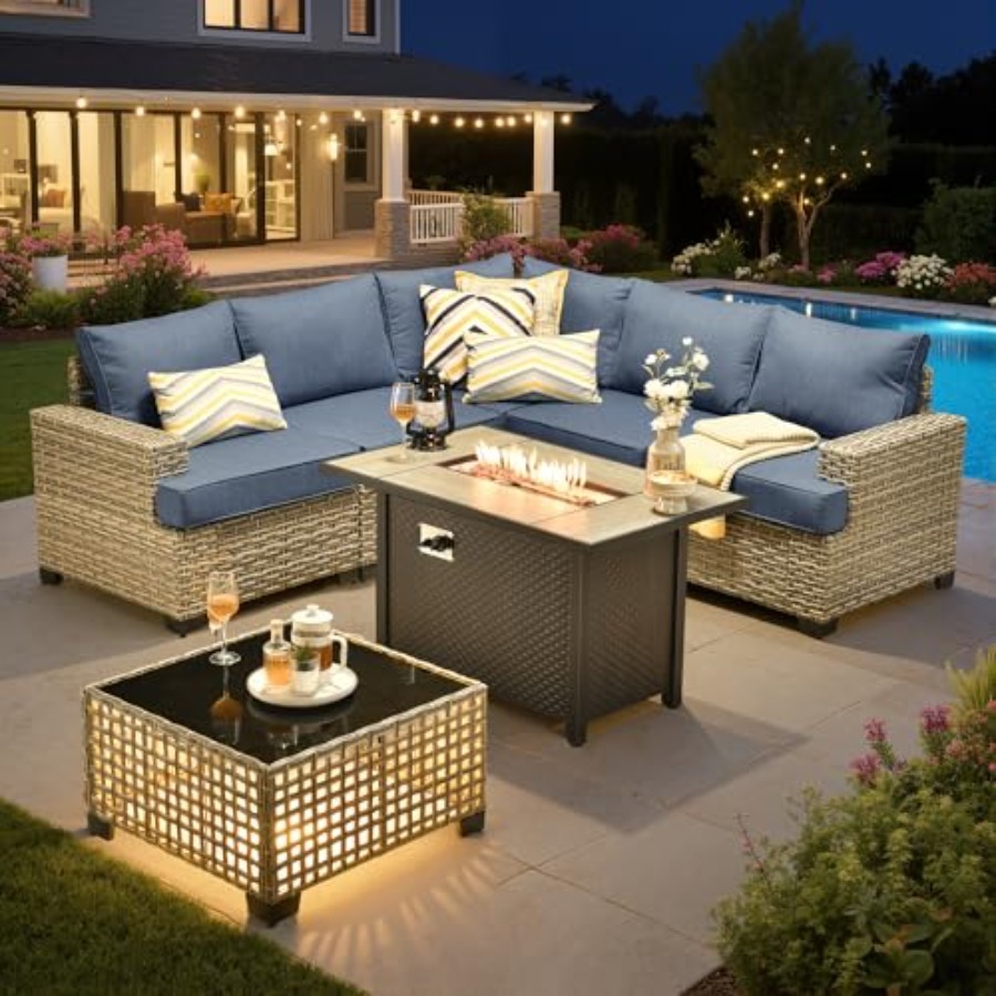 Outdoor Furniture With Fire Pit - Outdoor Sectional Patio Furniture Set with
