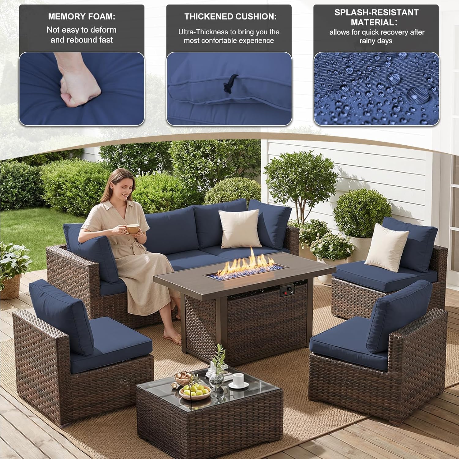 8 Pieces Patio Furniture Sets  - Outdoor Furniture With Fire Pit review and price