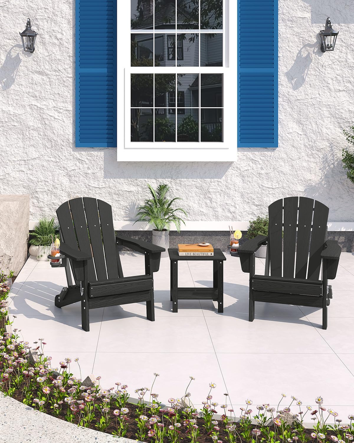 Folding Adirondack Chair HDPE  - Outdoor Furniture With Fire Pit review and price