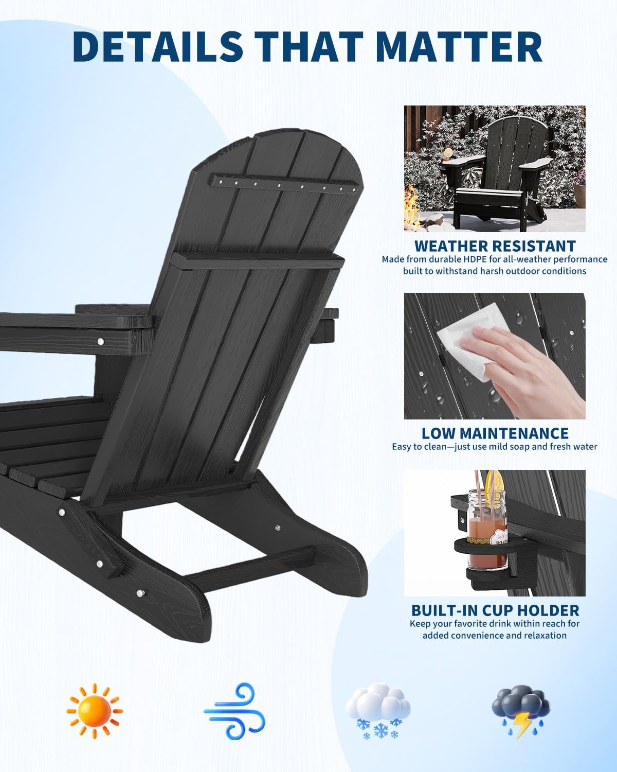 Folding Adirondack Chair HDPE  - Outdoor Furniture With Fire Pit review and price