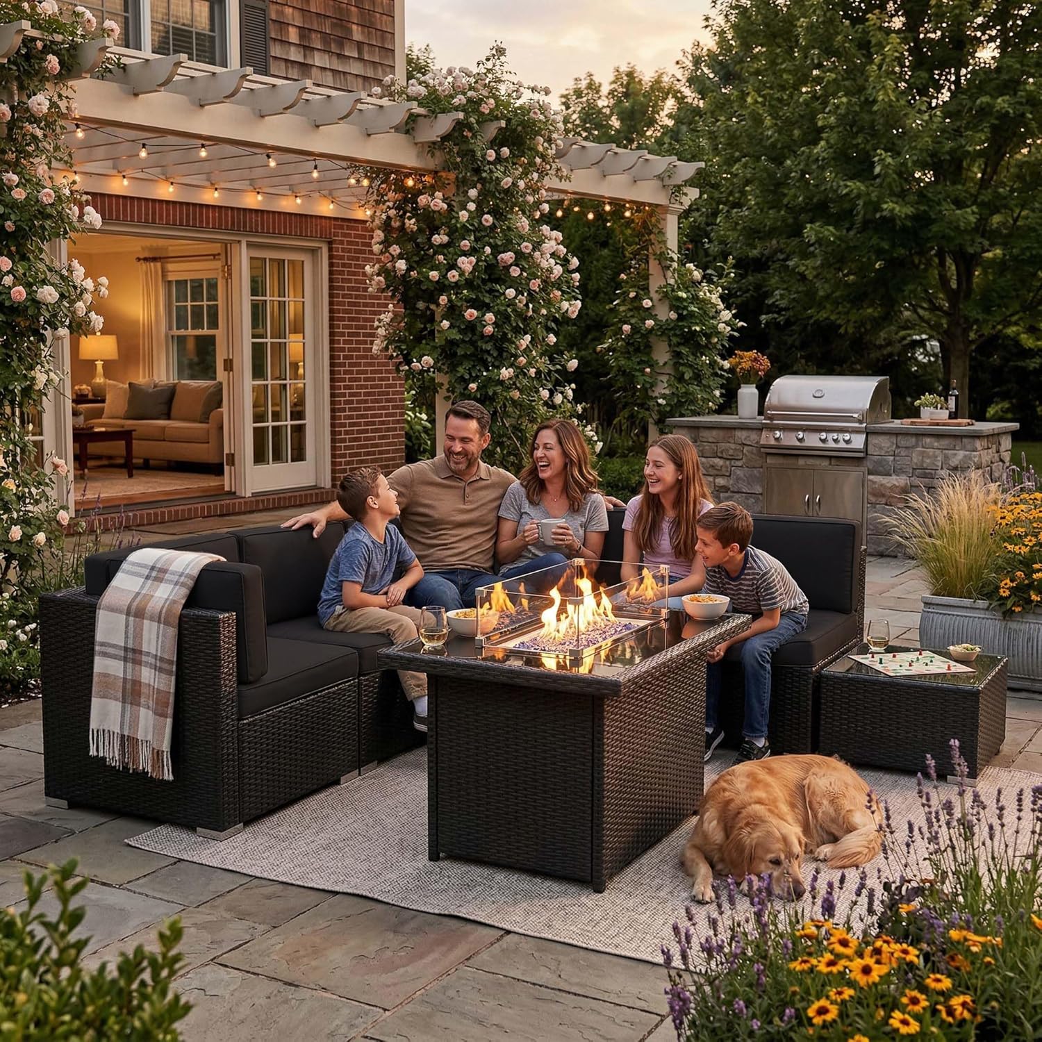 8 Pieces Patio Furniture Set w - Outdoor Furniture With Fire Pit review and price