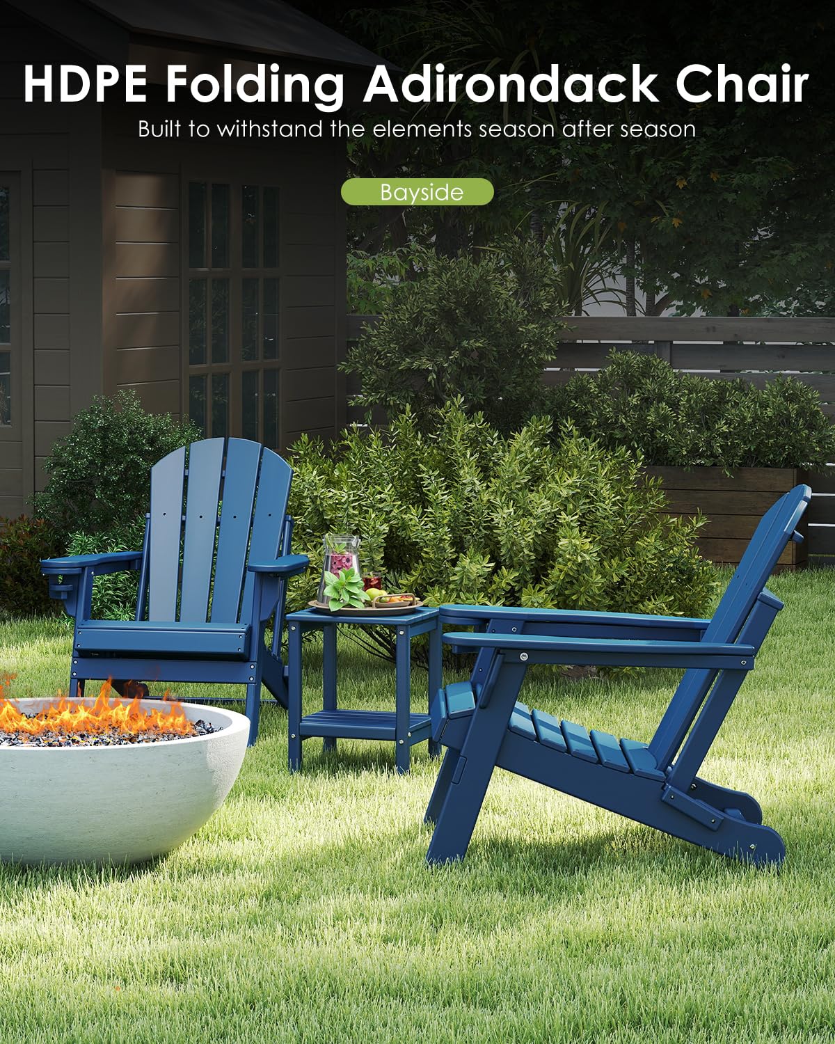 Chair Set 2, Folding All Weath - Outdoor Furniture With Fire Pit review and price