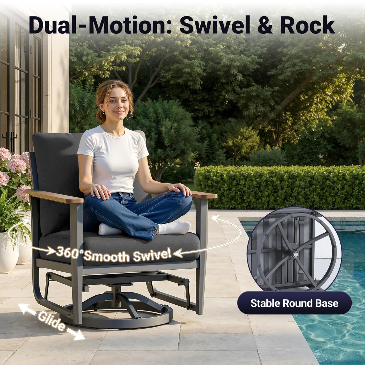 5pc Aluminum Patio Set Swivel  - Outdoor Furniture With Fire Pit review and price