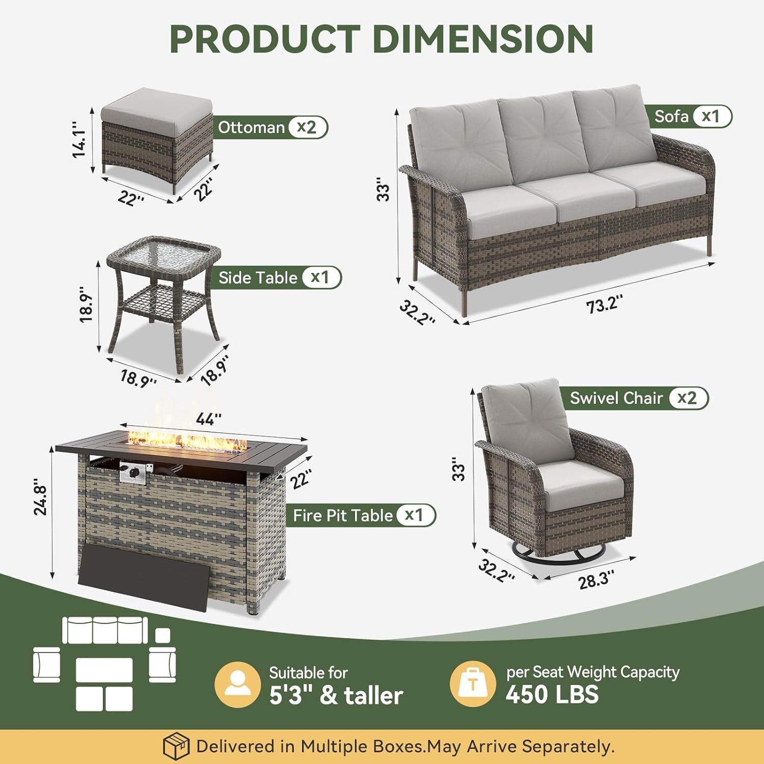 7-Piece Wicker Patio Set with  - Outdoor Furniture With Fire Pit review and price